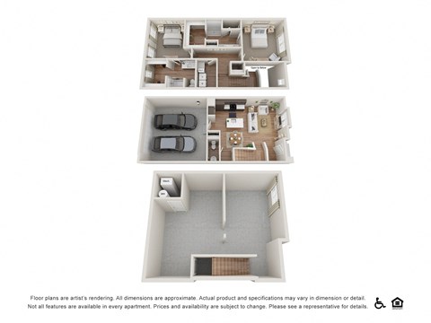 Floor plan for 2 beds, 2.5 baths, 1501 sqft